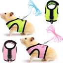 SATINIOR 2 Pieces Guinea Pig Clothes Baby Ferret Rats Hamster Soft Mesh Harness Leash Vest Set with Bell for Guinea Pigs, Hamster, Ferret, Rabbit, Chinchilla and Similar Small Animals(Green, Pink,S)