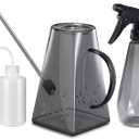 Goowin Indoor Plants Watering Can, Long Spout 47 oz with Bonus 16 oz Spray Bottle & 8.5 oz Squeeze Bottle, Grey