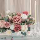 Ling's moment Fake Flowers Box, Faux Artificial Greenery Stems Foam Roses Berry Silk Peonies Eucalyptus Fabic Flower for Centerpieces Bouquet Wedding Floral Vase, Cinnamon Rose & Ivory, Grand Combo