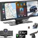 HK1 Portable Carplay Screen 10.26'' HD IPS Apple Carplay & Android Auto Screen for Car, with 4K Dash Cam/1080P Rear Camera, Wireless Car Play Stereo, Car Audio,GPS Navigation,Mirror Link,FM,Siri