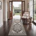 WITSHOCK 3x8 Kitchen Runner Rugs Black: Washable Rug Boho Soft Low Pile Stain Resistant Foldable Carpet for Bedroom Hallway Entryway Indoor Entrance Bedside, Vintage Distressed Farmhouse Rug, 36x96