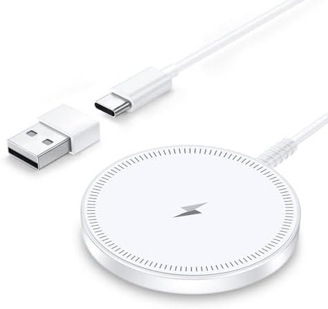 Pack Of 2: Magnetic Wireless Magsafe Charger iPhone: Charging Pad for iPhone 17/16/15/14/13/12 Series & AirPods Pro 4-2, Strong Magnet, Dual Ports, Case-Friendly, Lightweight for Travel Home Office Desk