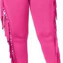 Choichic Women's Casual High Waist Fringed Pants With Elastic Waist - Bodycon Tassels Side Long Jogger Sweatpant (Pink, S)