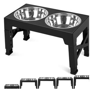 Niubya Elevated Dog Bowls with 2 Stainless Steel Dog Food Bowls, Raised Dog Bowl Adjusts to 5 Heights (3.15", 8.66", 9.84",11.02", 12.2") for Small Medium and Large Dogs