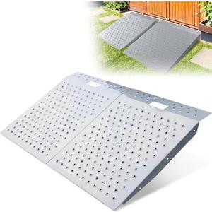 Shed Ramp 2PC, Loading Ramp for Riding Mower, 29" L x48 W, 1500 lbs Capacity, Shed Storage Ramps for Sheds, Garages, Barns, ATV, Lawnmower, Golf Cart, Sturdy Anti-Slip Ramps, Silvery 