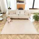 Hakuna Matte CloudSoft Mat for Floor 60" x 80" Beige Coral Velvet Memory Foam Rug Non-Slip, Water-Resistant