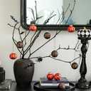 8Pcs Halloween Tree Ornaments Decor, Hanging Pumpkin Ornaments for Tree, Vintage Halloween Glass Ball for Small Trees, Tiered Tray, Tabletop, Indoor JackoLantern Ornament Home Decorations