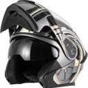 CUTEY DOT Certified Modular Full Face Motorcycle Helmet - Flip-Up Design with Dual Visor for Adults Men & Women, Large