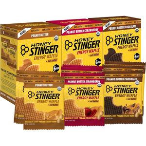 Honey Stinger Organic Peanut Butter Energy Waffle Variety Pack, 6 Pack Each of Peanut Butter, PB Chocolate and PB Strawberry, Nutritious Stroopwafel Snack for Exercise, Endurance and Performance (Exp Date: 06/05/26)
