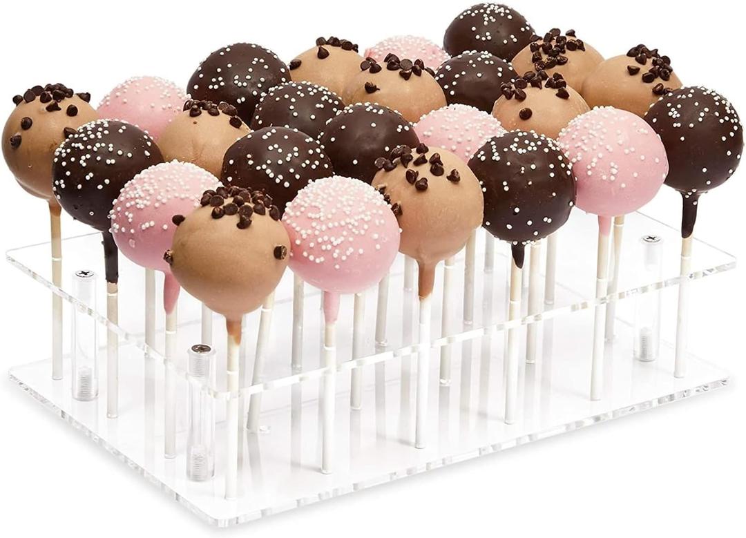 Stockroom Plus Clear Acrylic Cake Pop Stand for Dessert Table 9 x 5.9 Inch with 24 Holes - Candy & Cake Pop Holder Display & Drying Rack - Cakepop Stand Display