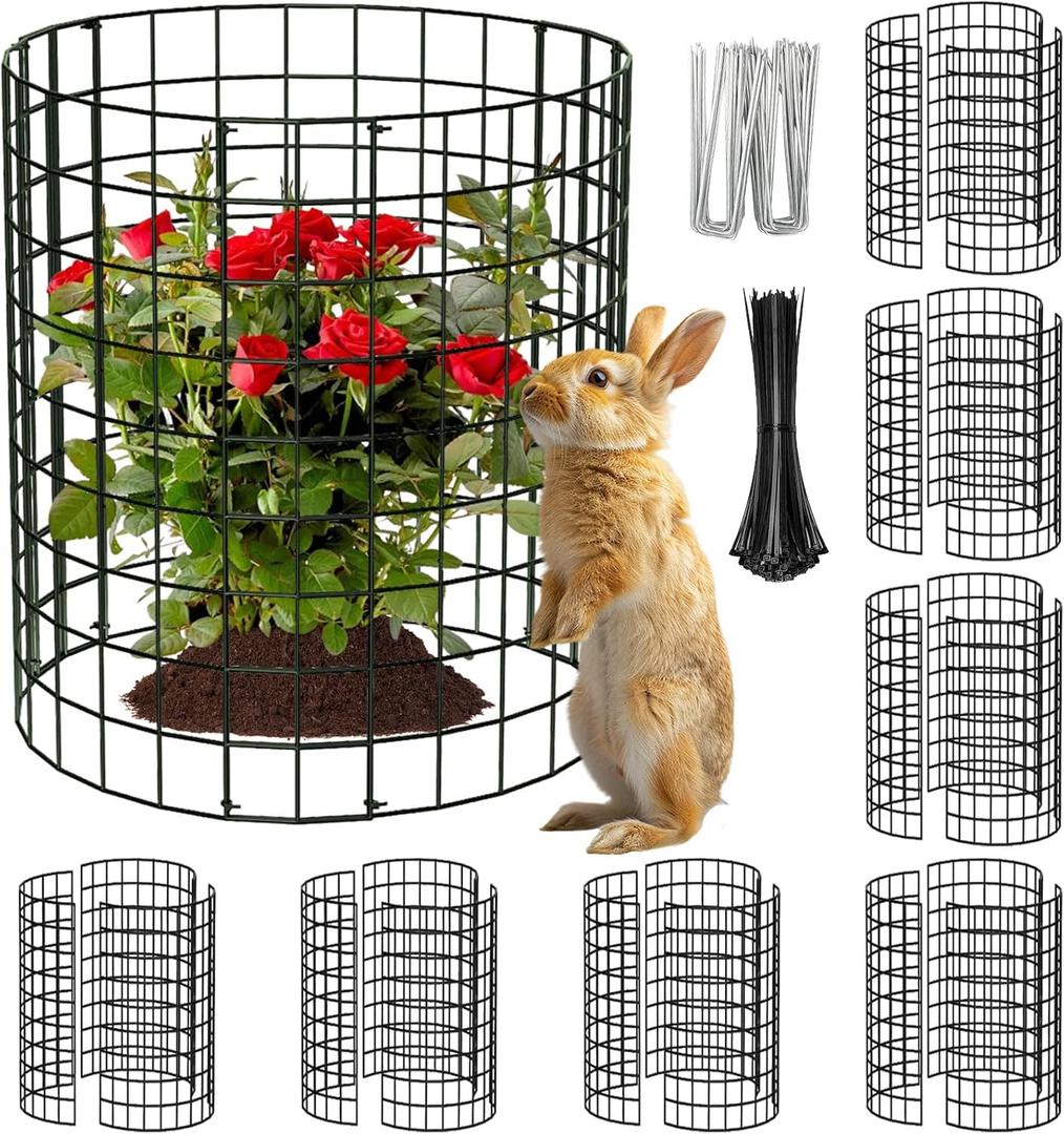 8 Packs Round Plant Protector from Animals,Metal Wire Mesh Garden Plant Cages for Outdoor Gardening Supplies, Garden Protection Rabbits Chickens Ducks for Vegetables, Flowers, Shrubs (16'' x 12'')