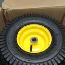 AR-PRO Exact Replacement 15" x 6.00-6" Front Tire and Wheel Assemblies Compatible with John Deere Riding Mowers 100 and D100 Series - 3" Centered Hub and 3/4" Bushings, 4Ply Pneumatic (Set of 2) (Yellow)