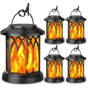KOOPER 6 Pack Solar Lantern Outdoor Lights, Upgraded Flickering Flame Solar Lanterns Lights Outdoor Waterproof, Hanging Lantern Decorative, Solar Powered Lanterns for Yard Patio Path Tree Garden Decor