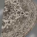 Washable Oriental Area Rug - 6ft Round Rugs for Living Room Soft Carpet for Bedroom Waterproof Floral Distressed Indoor Stain Resistant Non-Shedding Floor Carpets (Beige, 6ft-Round)