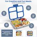 Stainless Steel Bento Box for Kids Adults with Silicone Container, Leak Proof 4 Compartments Metal Lunch Box, Removable Silicone Seal & Clear Lid Food Container for School Office, BPA-Free(Blue)