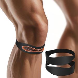 2PCS Patella Band, Patellar Tendon Support Strap for Knee Pain and Tendonitis, Knee Brace for Women & Men, Patella Support Strap for Soccer, Basketball, Running, Tennis, Lightweight Patella Stabilizer for Left & Right Knee - Black (Medium)