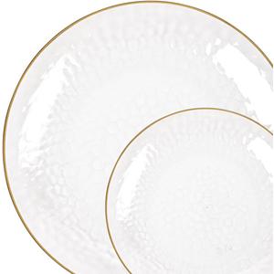 Organic Hammered Clear Gold Rim Combo 7"+10" Case of 128 (4 packs x 32)
