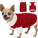 Dog Sweater for Small Dogs Argyle Cable Knit Turtleneck Pullover Winter Clothes Boys Girls Stretch Puppy Doggie Chihuahua Yorkie Pomeranian Toy Poodle Pet (XS, Red)