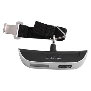 Digital Luggage Scale, Portable T-Shaped Hand Held with LCD Backlight, 50kg Maximum Capacity, Silver, for Travel Suitcase Weight Measurement