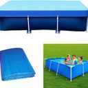 87" X 59" Rectangle Pool Cover, 7 x 4 ft Rectangular Frame Swimming Pool Cover, Durable PE Tarpaulin Dust Proof Rain Proof Garden Outdoor Above Ground Square Pools Cover (87''x59'')