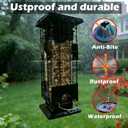 Squirrel Proof Bird Feeders for Outdoors Hanging, Metal Wild Bird Feeder with 4 Feeding Ports | 2.5 LB Capacity, Weather-Resistant for Year-Round Use,Dark Grey
