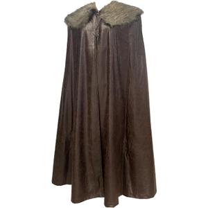 HiiFeuer Medieval Barbarian Cloak with Artificial Fur Shawl, Wrap Collar Viking Warrior Cape, Renaissance Role Play Costume (Medium, Dark Brown L)
