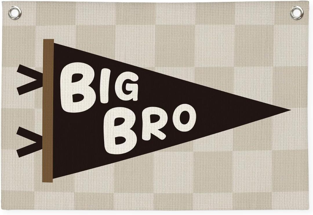 Boy Nursery Decor,Toddler Boy Room Decor Linen Canvas BannerBig Bro Wall Hanging Flag for Boys Nursery, Playroom Kids Toddler Room 20x30 Inch