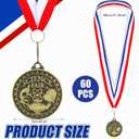 Landical 60 Pcs Science Fair Award Medals 2 Inch Bulk Gold Medals with Neck Ribbons Science Fair Project Participation Prizes Trophies Gift for Education Competitions Event Winner
