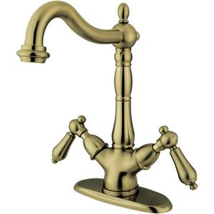 Kingston Brass KS1493AL Heritage 2-Handle Vessel Sink Faucet, Antique Brass