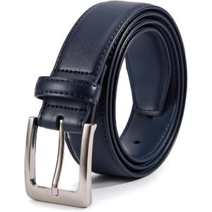 VATAN Men's Genuine Leather Dress Belts, Handmade Classic Every Day Leather Jeans Belt for Men Work Business Casual (34(Fits Waist 32"-33"), Navy Blue)