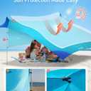 TOURIT Beach Tent Sun Shelter 11x11ft, UPF50+ Protection Beach Canopy Tent Sun Shade with Windproof Design, Outdoor Canopy for Camping, Fishing, Backyard, Blue