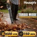 600 CFM Cordless Leaf Blower Compatible with DEWALT 20V MAX Battery (Tool Only), 150 MPH Ultra Lightweight Battery Powered Leaf Blowers, 3-Speed Turbo Handheld Blower for Lawn Yard Patio Driveway Snow