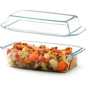 NUTRIUPS 11.66.5 inch Large Glass Baking Dish, Rectangular Glass Casserole Dish With Lid, 101 OZ Deep Bakeware for Oven Safe