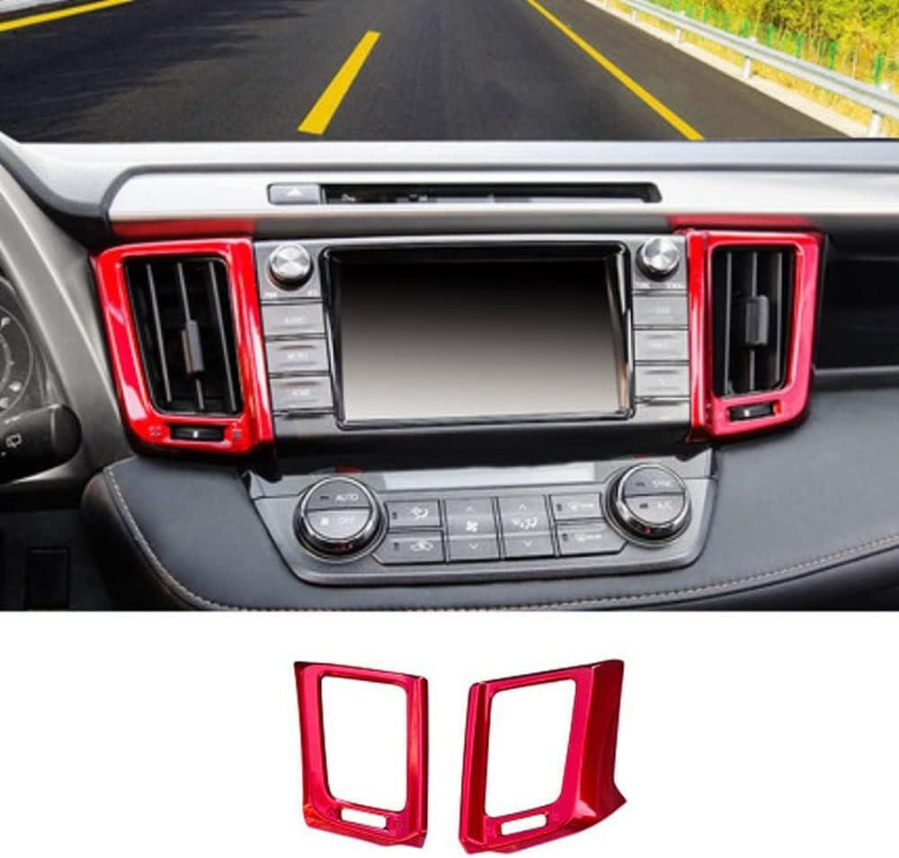 BOYUER for Toyota RAV4 2013 2014 2015 2016 2017 2018 2PCS ABS Dashboard Central Console Air Conditioning A/C Vent Panel Frame Interior Decoration Trim Accessories(Red) Enhance Fashion Sense