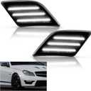 Bestview LED Side Marker Lights Compatible with 2008-2011 Mer'cedes Benz W204 C250 C300 C350 & 2008-2013 C63 AMG, Driver & Passenger Side, White Lamp Smoked Lens