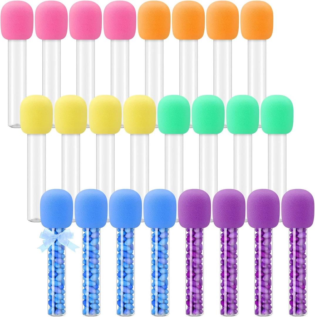 Newtay 12 Pcs Microphone Candy Tubes Kpop Themed Decor Karaoke Theme Birthday Party 10'' Fake Prop Microphone Plastic Toy for Disco Singer Stage Costume Prop, Candy Not Included (Colorful)