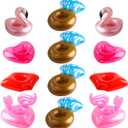 Grobro7 12Pack Inflatable Pool Drink Holder Floating Coasters Multi Shape Swimming Cup Holder Water Floats Kids Bath Toys Great for Wedding Bachelorette Pool Party