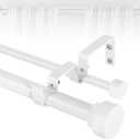 TANGWIN White Double Curtain Rods for windows 36 to 88: Adjustable Heavy Duty Double Curtain Rod for Bedroom Living Room, 1Inch Pure White Iron Moden Decorative Telescopic Dual Drapery Rod Easy Install