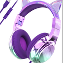 Kids Headphones Wired with Mic, 85/94dB Safe Volume Limit, Foldable Over Ear, Tangle-Free Cord & Sharing Port, Wired On-Ear Headset for School, Chromebook, Tablet, Travel - Boys & Girls