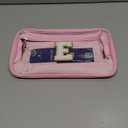 YOOLIFE Initial Make Up Bag Travel Toiletry Bag, Clear Makeup Bag Preppy Cosmetic Bags Organizer Travel Essentials Pink Gifts for Women Teen Girlfriend Teacher Mom Birthday Mothers Day Gifts E