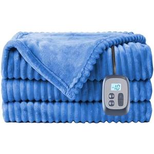 LaffyLo Electric Heated Blanket Full Size - 72" x 84" Flannel Fabric with 10 Heating Levels & 1-12 Hours Auto Shut Off, Breathable and Comfortable for Soft and Bed - Sky Blue