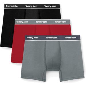 Tommy John Men's Essential Cool Cotton Stretch Boxer Brief Underwear - 6" 3-Pack, Breathable, Moisture-Wicking, Support Pouch (XX-Large)