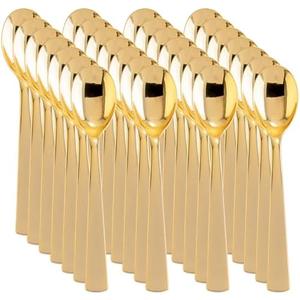 Liacere 360Pcs Plastic Spoons - 6.7 inch Heavy Duty Plastic Spoons-Heavyweight Gold Disposable Spoons-Gold Silverware for Halloween & Christmas And Daily Using & Thanksgiving