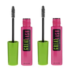 Maybelline Great Lash Washable Mascara Makeup, Volumizing Lash-Doubling Formula That Conditions As It Thickens, Very Black, 2 Count (0.43 Fl Oz (Pack of 2))