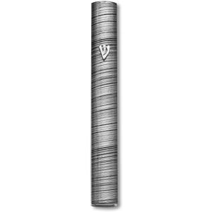My Daily Styles Black Aluminum Silver-Tone Grey Stripes Classic Mezuzah Case, 5"