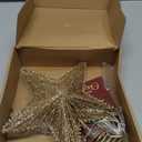 Christmas Tree Topper 10" Golden Glittered Star Tree Topper with 30 LED Lights Xmas Tree Topper Star for Xmas Decorations Ornaments Holiday Party Indoor Decor