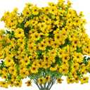 Grunyia Artificial Fake Flowers for Outdoor Spring Decoration, 16 Bundles Faux Silk Colorful Daisy UV Resistant Realistic for Outside Porch Patio Home Yard Garden Planters Pots Window Box (Yellow)