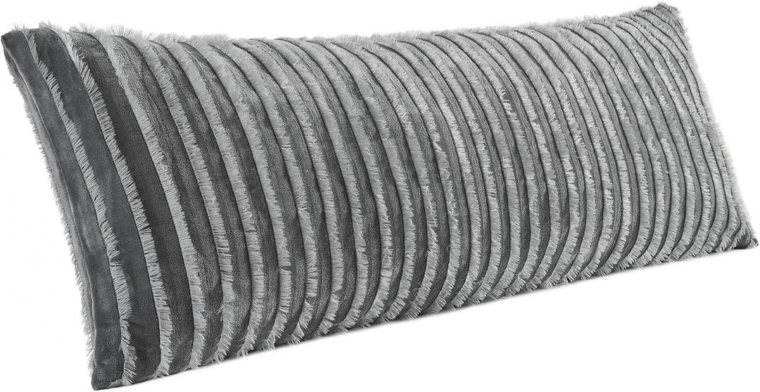 BEDELITE Body Pillow Cover with Zipper Closure, Decorative Boho Fleece Pillowcase 20 x 54 Inches, Luxury Fluffy Plush Long Body Pillow Pillowcase for All Seasons(Gray-Boho)