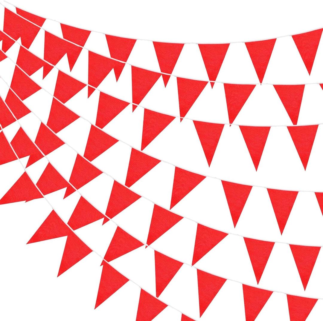 Hahafelt 100 Feet Pennant Banners Flags 75 Solid String Triangle Flags for Grand Opening, Carnival Theme Birthday Party Decoration Outdoor Events Classroom Decoration (Red)