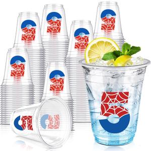2 x Uiifan 50 Pcs Spider 5th Birthday Party Supplies 12 oz Spider Web Disposable Plastic Cups Cartoon Cups Cheers to 5 Fifth Red Blue Party Supplies 5 Year Old Friends Birthday Decoration, about 4 inches
